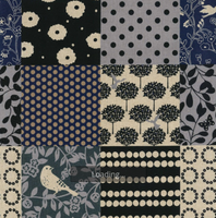 Kokka Echino 9001-2-F Japanese Blue and Black patchwork cotton-linen canvas