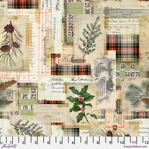 Free Spirit Tim Holtz Woodland Collage Christmas Canvas fabric