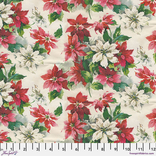 Free Spirit Tim Holtz  Poinsettia print FLANNEL Christmas fabric 