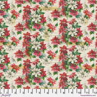 Free Spirit Tim Holtz Poinsettia Print multi Christmas fabric