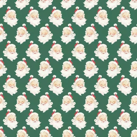 Very vintage looking Santa on Christmas green background